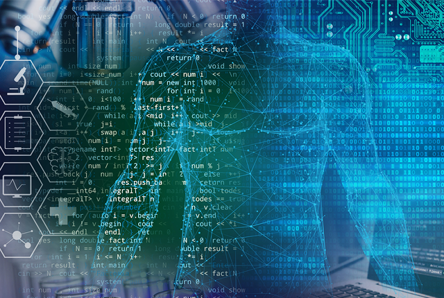 illustration conveying artificial intelligence used in medicine