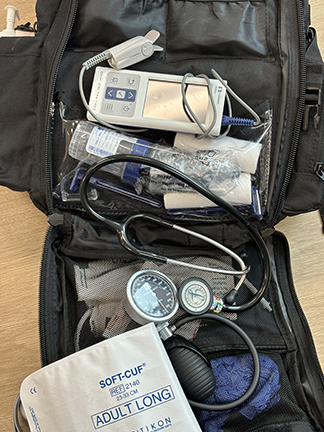 picture of the backpack filled with medical supplies