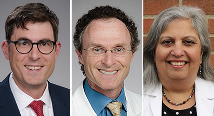 pictures of Drs. J. Matthew Lacy, Jonathan Medverd and Kalpana Kanal.