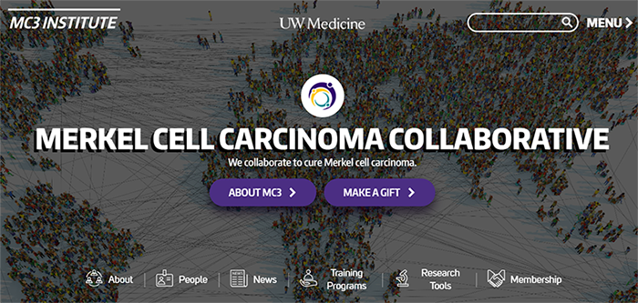 picture of the top of the Merkel Cell Carcinoma Collaborative Institute website