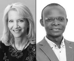 pictures of bioethicists Nancy Jecker and Caesar Atuire