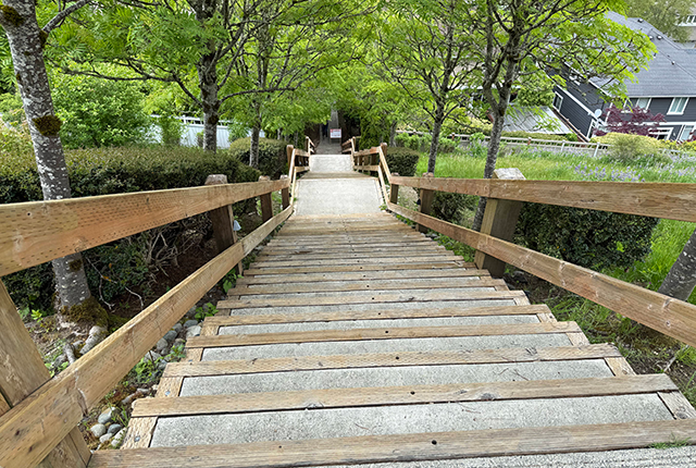 picture of stairs that Yann Gorbatov tried to ride down on an e-bike